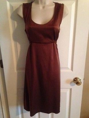 Brown Silk Sleeveless Dress
