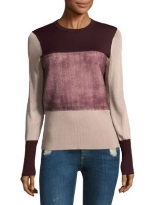Marissa Crewneck Colorblock Sweater in Rose Dust