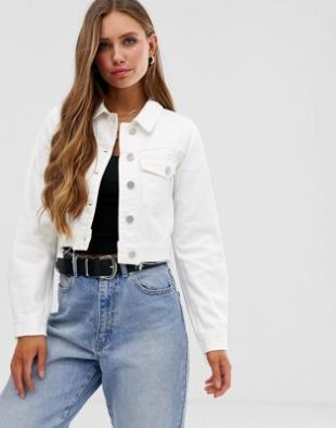 Veste en jean rétrécie à bord brut - Blanc cassé | ASOS