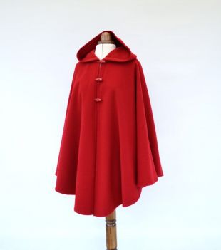 Cape en cachemire de laine rouge, manteau à capuchon, veste Poncho rouge pour femme, cape de laine