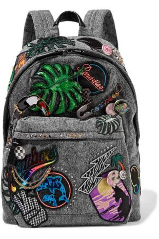 Paradise Biker embellished denim backpack