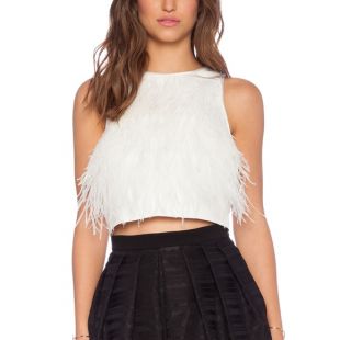 White Feather Crop Top