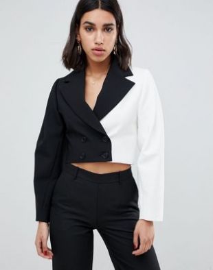 ASOS DESIGN - Blazer court croisé de qualité supérieure - Monochrome | ASOS