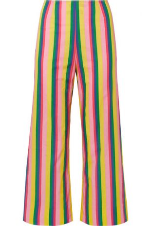 Staud - Maui striped stretch-cotton poplin wide-leg pants