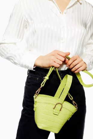 Sac Fourre-tout Topshop - Tissage Croco Rose, Bandoulière - Sac De Fête Ou Quotidien, Neuf Avec étiquettes