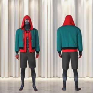 the replica of the costume worn by Miles Morales (Shameik Moore