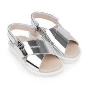 Girls Silver Leather Sandals