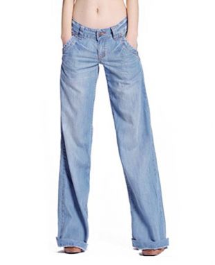 S&S-women Petite Denim Washed Blue Wide Leg Palazzo Jean Pants