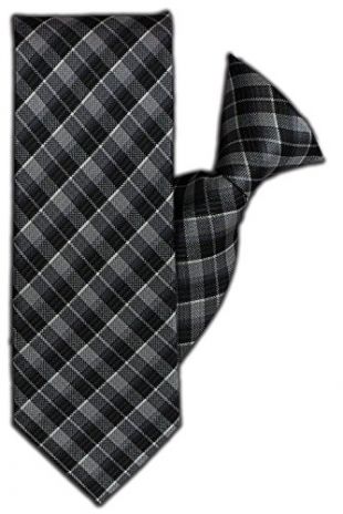 Dark Grey Tartan Clip On Tie (JH-1117)