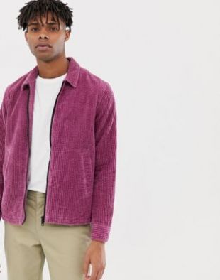 ASOS DESIGN harrington jacket in cord in purple | ASOS