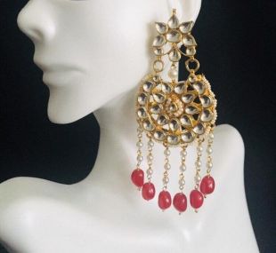 Boucles d'oreilles traditionnelles Bollywood Kundan Tops Bali