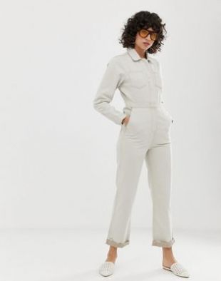 ASOS DESIGN - Combinaison fonctionnelle en jean de première qualité - Blanc os | ASOS
