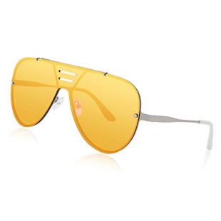 FaceWear Rimless Aviator Mirrored Sunglasses Flat Lens Oversized for Men Women COS1111 C3 Yellow