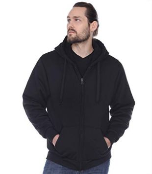 Gary Com Men's Heavyweight Sherpa Fleece Hoodie - Full Zip Up Lined Jacket Sweatshirt, Black (Large) - View #6