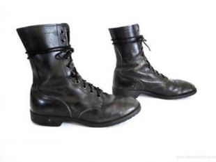 VINTAGE 1981 RO-SEARCH BLACK POLISHED LEATHER ENGINEER BOOTS  display picture 3