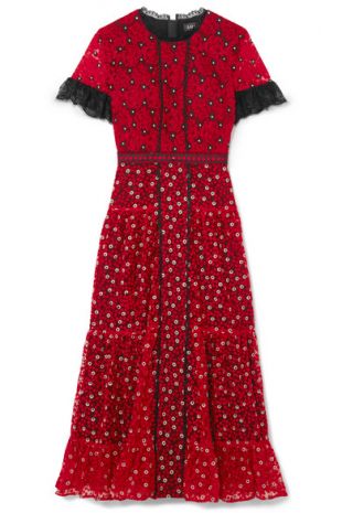 Andie Lace Trimmed Embroidered Tulle Midi Dress