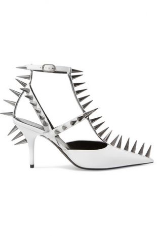 Knife spiked leather pumps