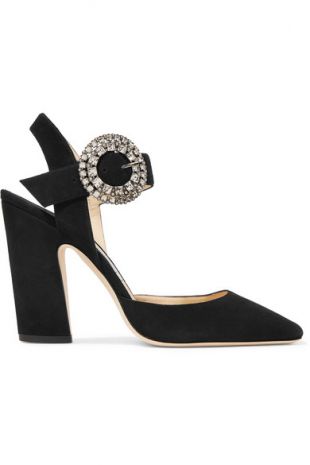 Matilda 100 embellished suede slingback pumps