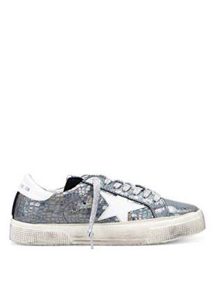 Golden Goose Deluxe Brand Women's May Sneakers Croco Print Metallic Leather White Star G32WS127 H9