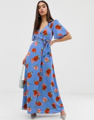 Fashion union - Robe portefeuille longue à fleurs