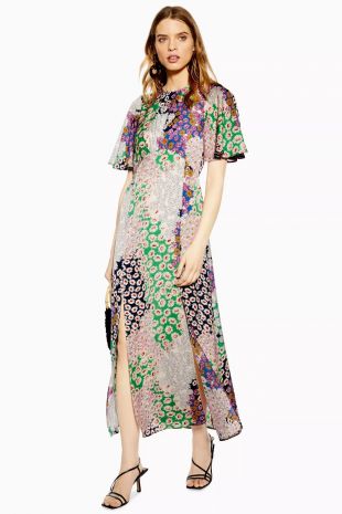 Robe avec manches ange et imprimé pâquerettes