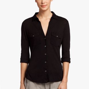 Sheer Slub Side Panel Shirt