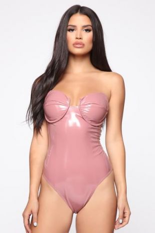 Unforgettable Latex Bodysuit - Mocha