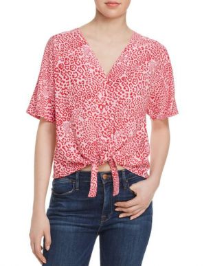 Pink Tie - Front Cheetah Print Top