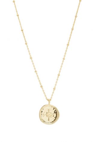 Compass Coin Pendant Necklace in Gold