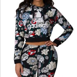 adidas floral crop hoodie