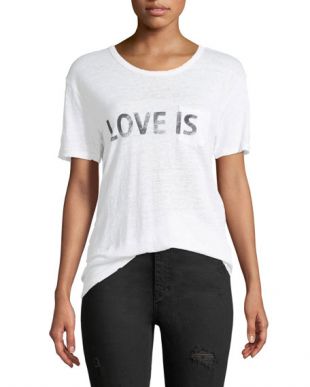 Amber Love Is Crewneck Short-Sleeve Linen T-Shirt