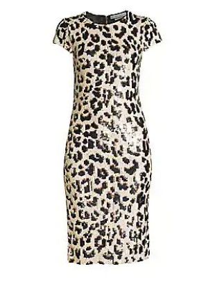 Alice Olivia Nat Leopard Print Sequin Dress