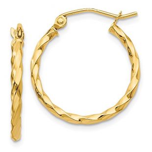 14k Yellow Gold Twist Hoop Earrings Ear Hoops Set Fine Jewelry Gifts For Women For Her