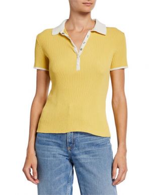 Libby Short-Sleeve Ribbed Polo Shirt