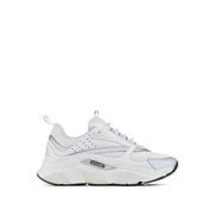 Dior B22 Trainer In White Technical Knit and White Calfskin