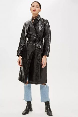 Manteau avec motif crocodile en relief