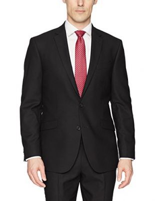 Kenneth Cole REACTION Men's Techni-Cole Stretch Slim Fit Suit Separate Blazer (Blazer, Pant, and Vest), Black, 46 Regular