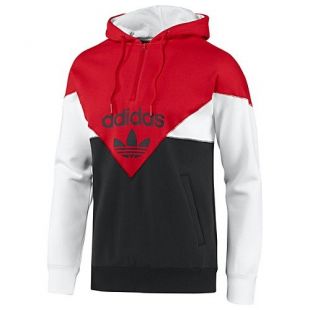 Adidas Colorado Half Zip Men`s Hooded Sweatshirt - Vivid Red / White / Leg. Ink