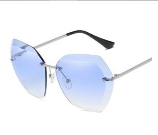Tiara-Evantikk Vintage/Retro Blue Topaz Shade Hexagonal Oversized Womens Sunglasses -Designer Hollywood inspired Female Sunglasses for Women
