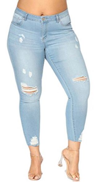 Big Tang - Big Tang Women Destroyed Jeans Slim Fit Stretchy Washed ...