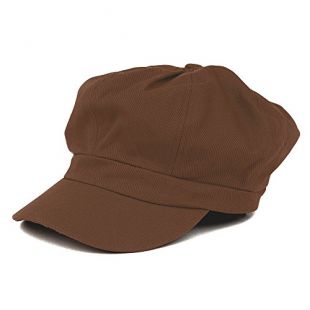 Women's Lightweight 100% Cotton Soft Fit Newsboy Cap with Elastic Back - Brown