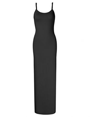 glorystar - GloryStar Women Sleeveless Spaghetti Strap Cami Maxi Slip Dress  Long-Black XL