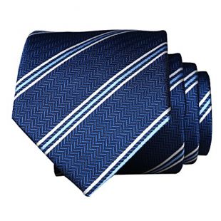 Necktie For Men 【EVANHOME】 Trendy Men's Striped Tie Tie Knot 2.8 inches Gift Wrapping (Blue-Based White Blue - Solid Stripes)