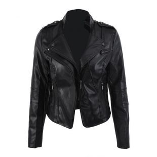 Leather Short Jacket Slim Classic Black