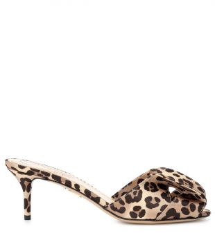 Mules en satin imprimé léopard