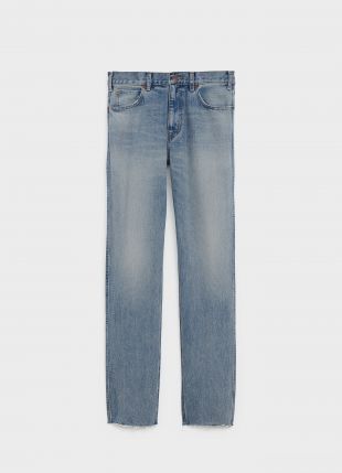Raw Hem Slim Pants in Denim