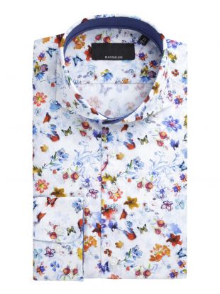 White floral Print Cotton Shirt