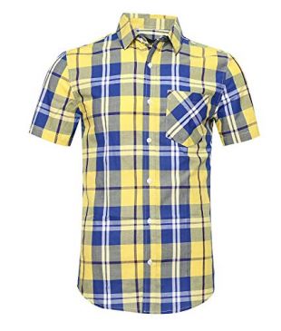 AVANZADA Men's Button Down Plaid Short Sleeve Work Casual Western Shirt