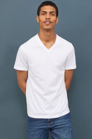 Regular Fit V-neck T-shirt  White