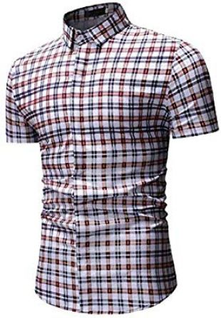 Checkered Casual Short Sleeve Colorblock Button Down